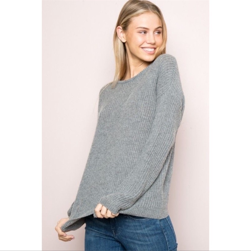 BRANDY MELVILLE Ollie Gray Knit Sweater